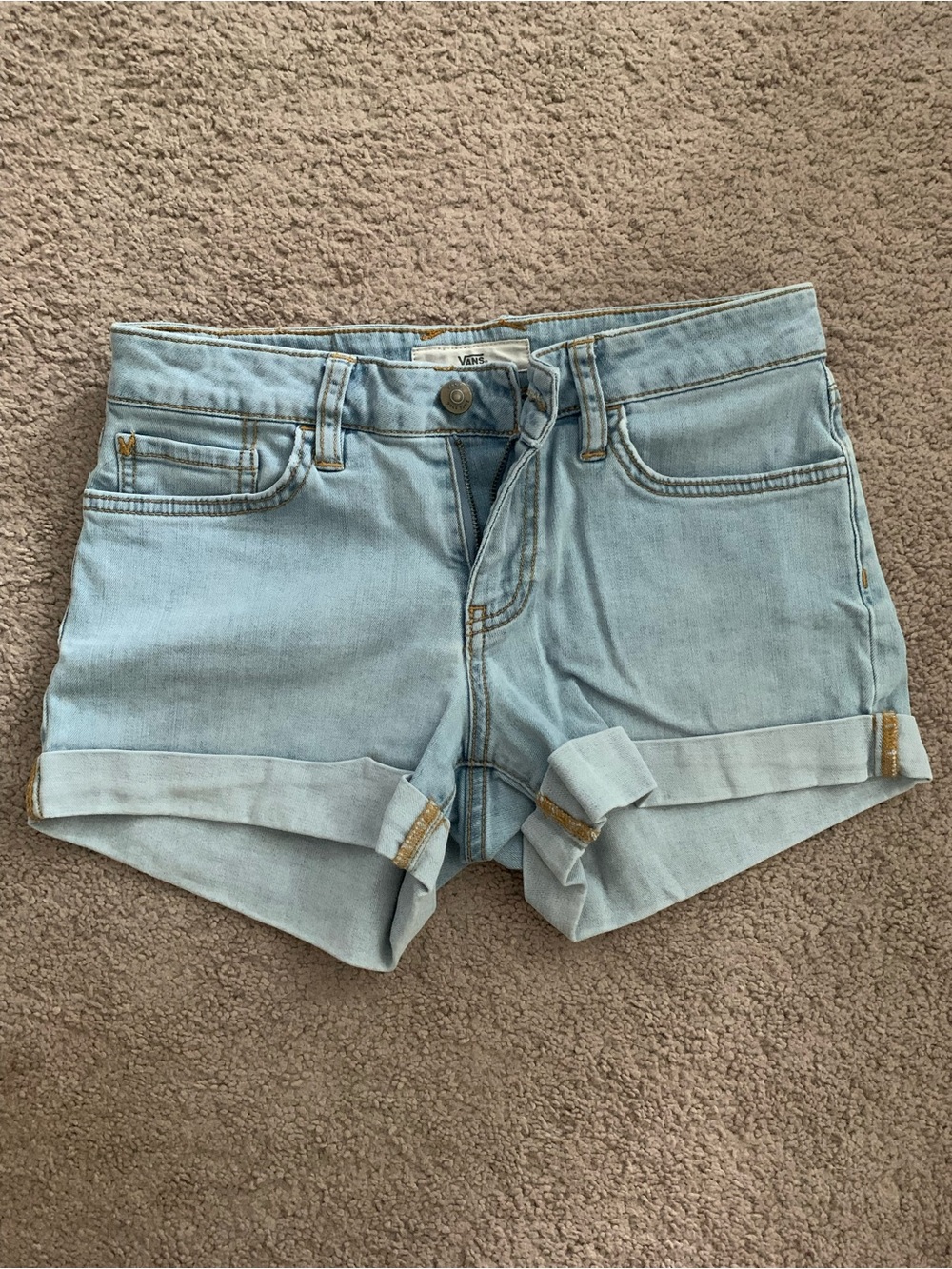 Vans Light Wash Rolled Cuff Denim Shorts